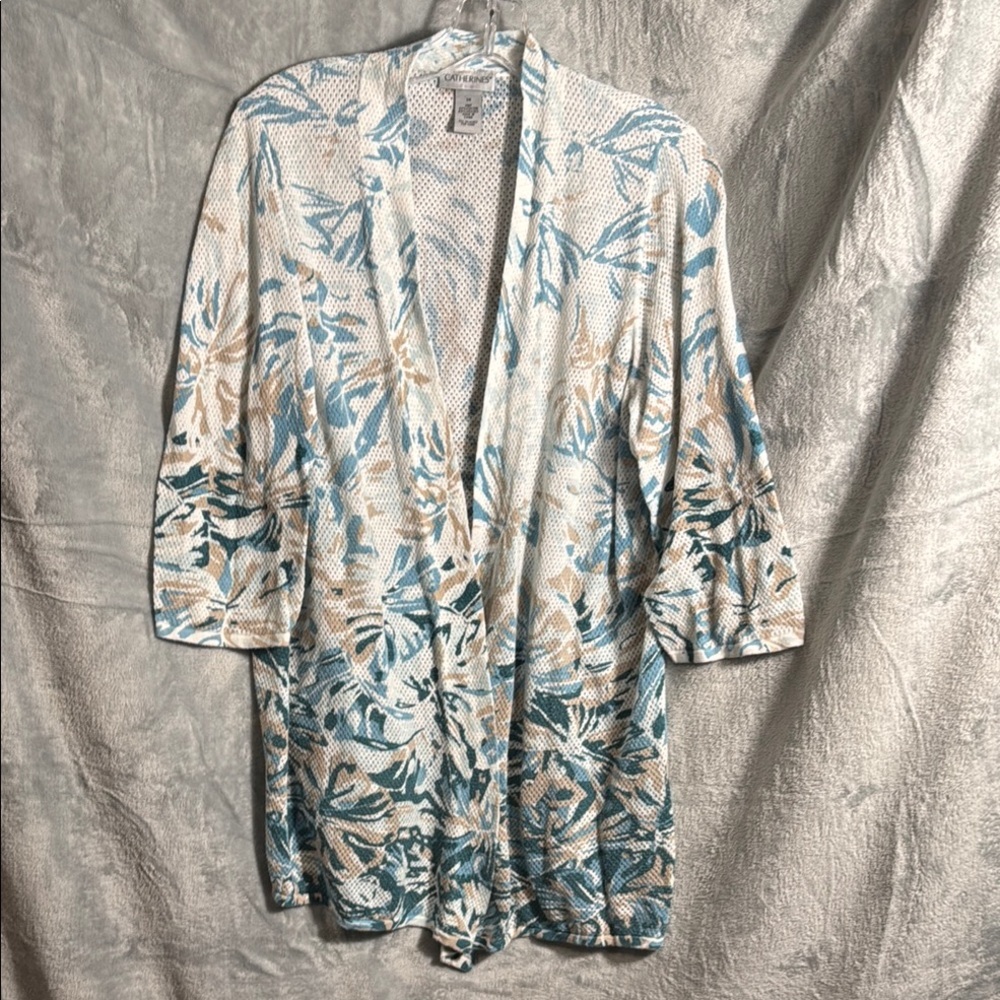 Catherines cardigan plus size 1X Blue and White Knit Cardigan size 16 / 18 light